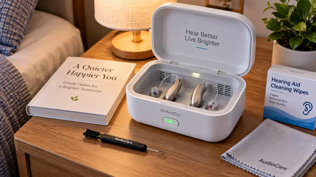 lectronic dehumidifier dry box caring for costco hearing aids for seniors on a nightstand